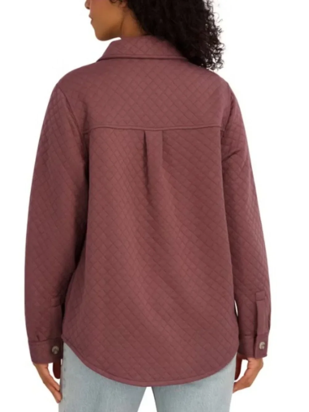 NWT SAGE Women's Quilted Shirt Jacket, Pink (Mauve)